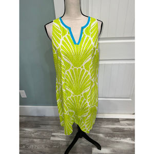 Crown & Ivy green/blue eyelet shell print sleeveless dress size 10